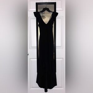 Hello Molly Open Back Ruffled Hi-lo Black Dress